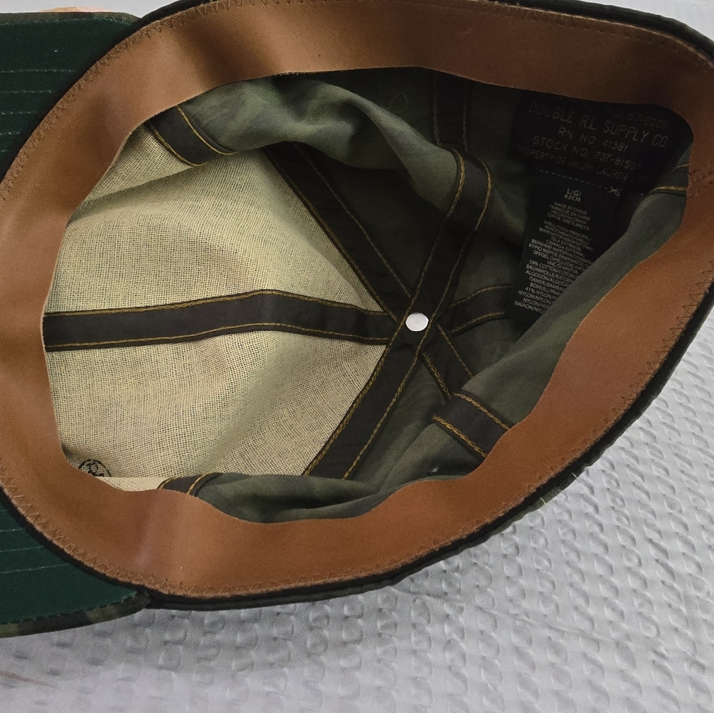 RRL Ralph Lauren Camo Hat fitted Leather Band  Size Lg 62cm Never Worn - Picture 5 of 6